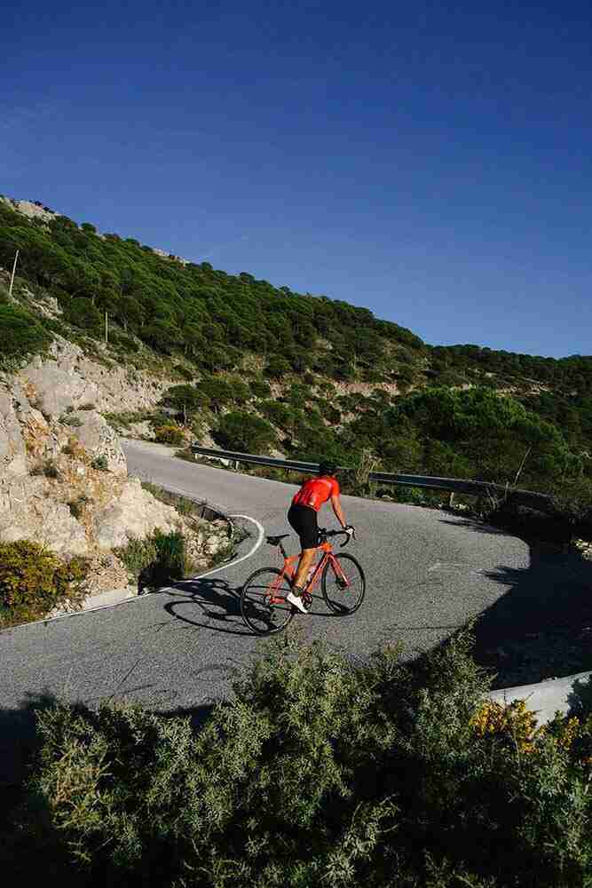 Road Cyclist Climbing out of the Saddle