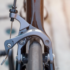 View of front rim brakes on a bike